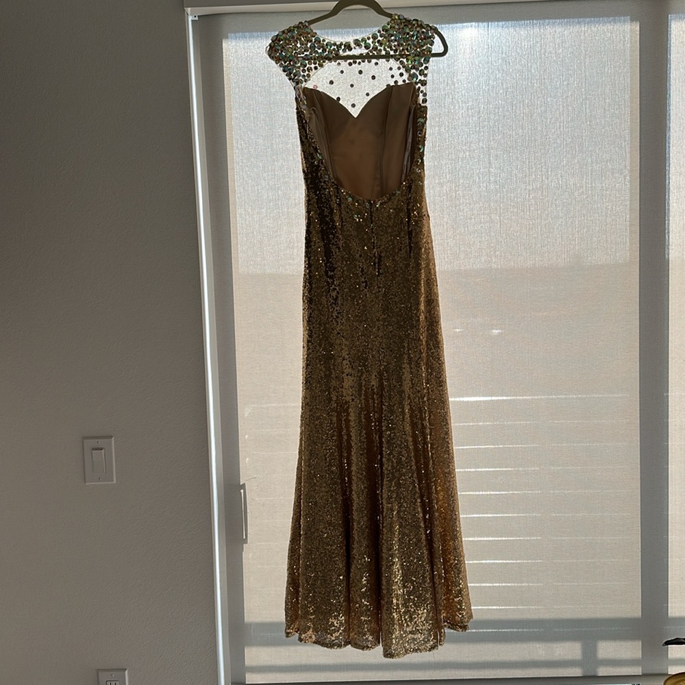 Only worn once Tony bowls long gold sequence dress⭐️ - Picture 4 of 13